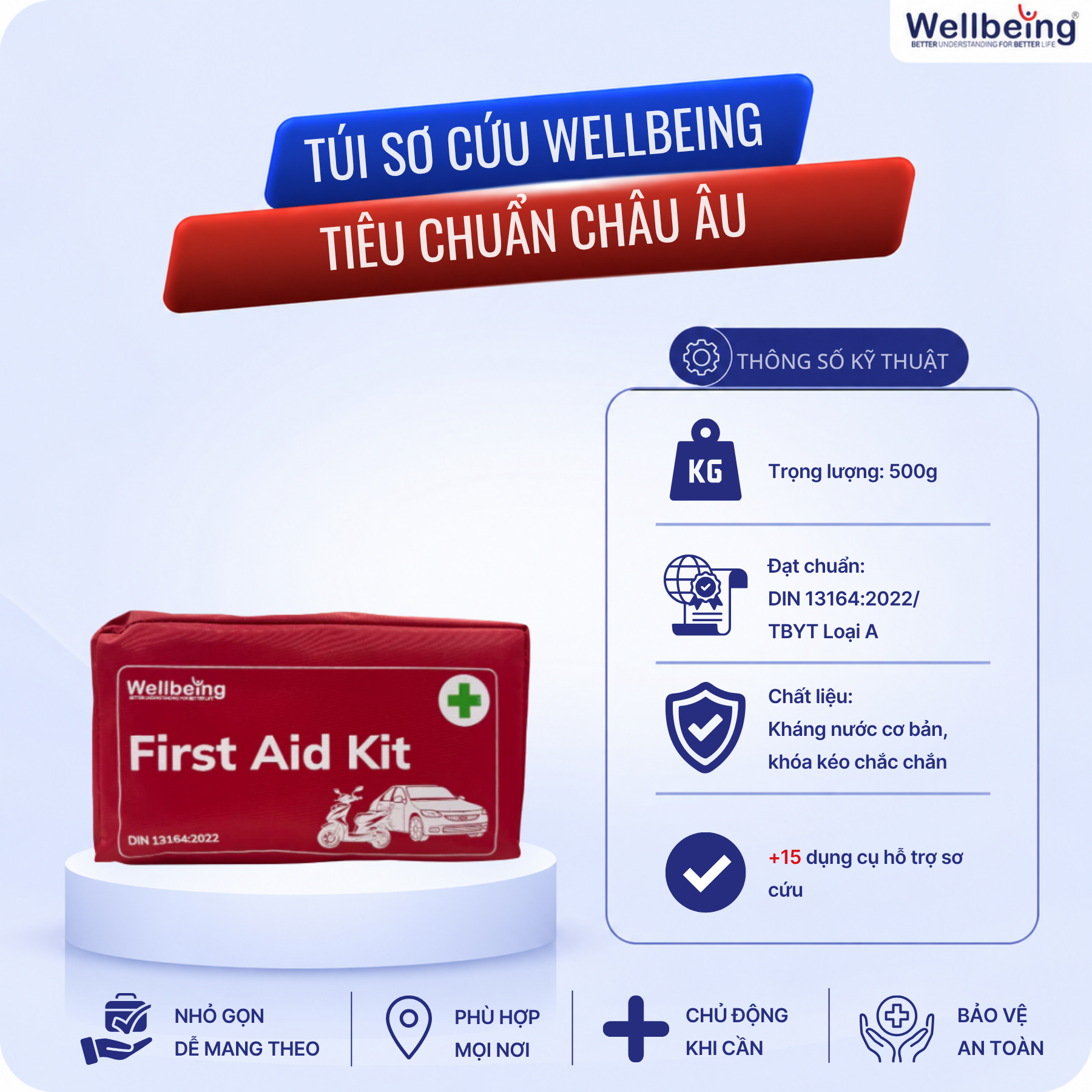 Túi sơ cứu Wellbeing tiêu chuẩn Châu Âu
